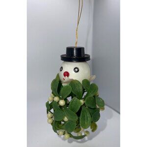 Vintage Mistletoe Snowman Christmas Ornament MCM Napco?